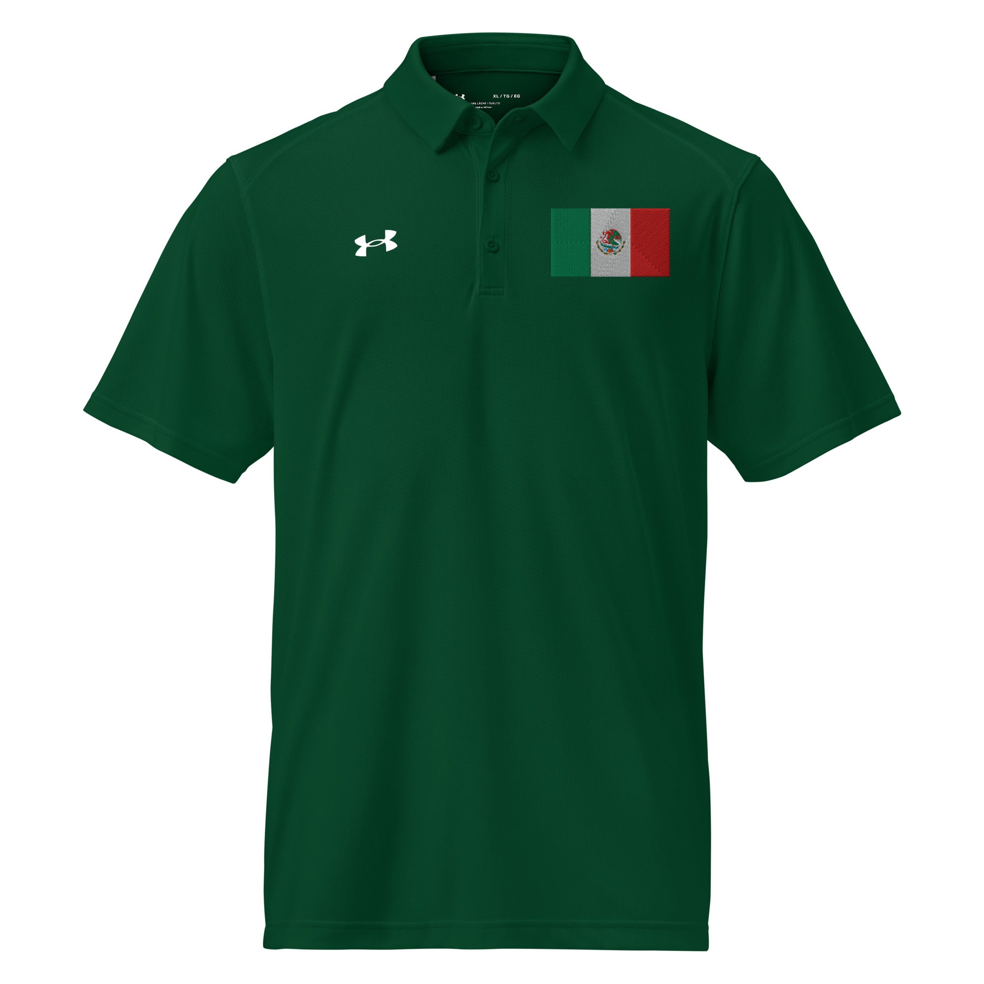 Mexico Flag Men's Performance Polo — Under Armour 100% Polyester, Embroidered — view 3
