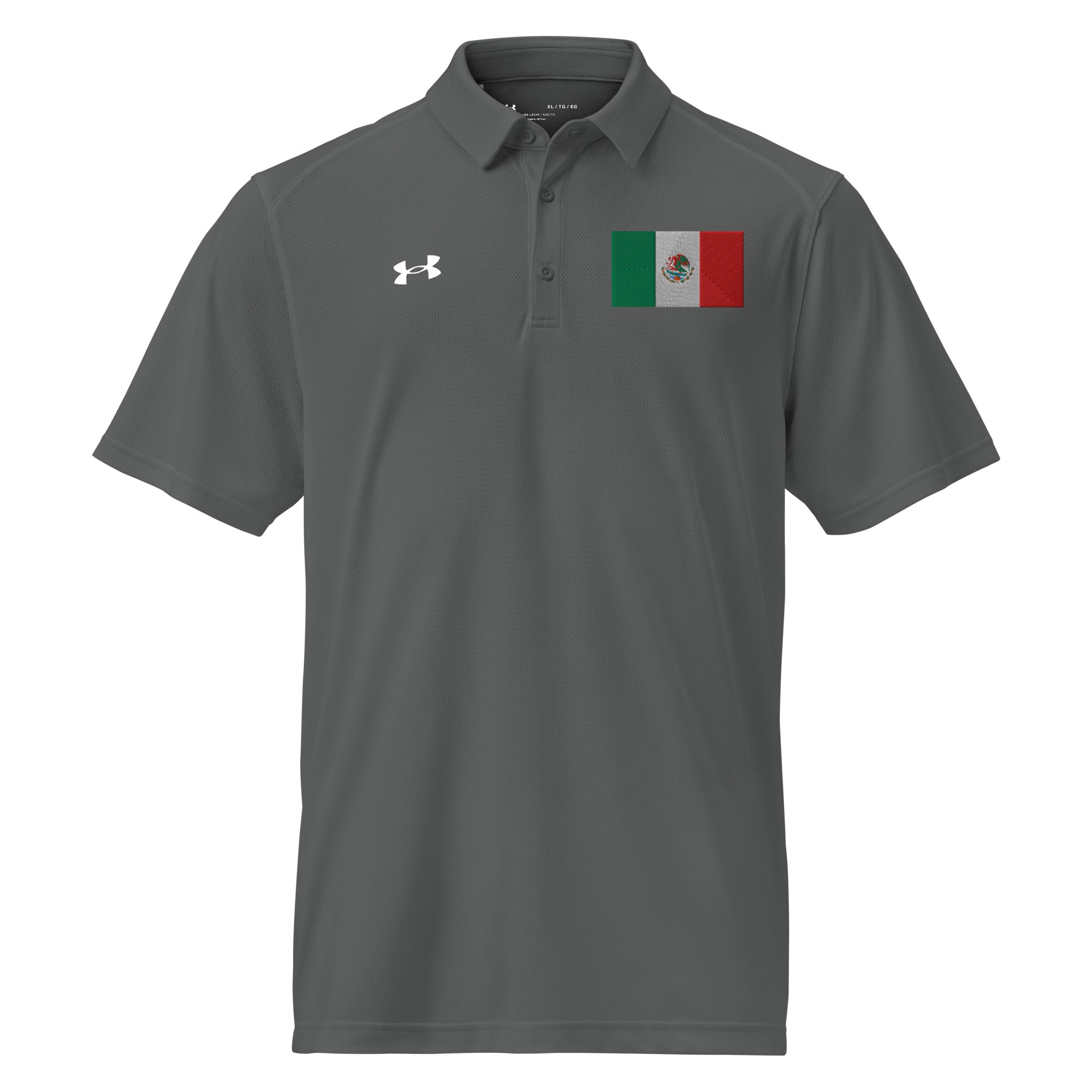 Mexico Flag Men's Performance Polo — Under Armour 100% Polyester, Embroidered
