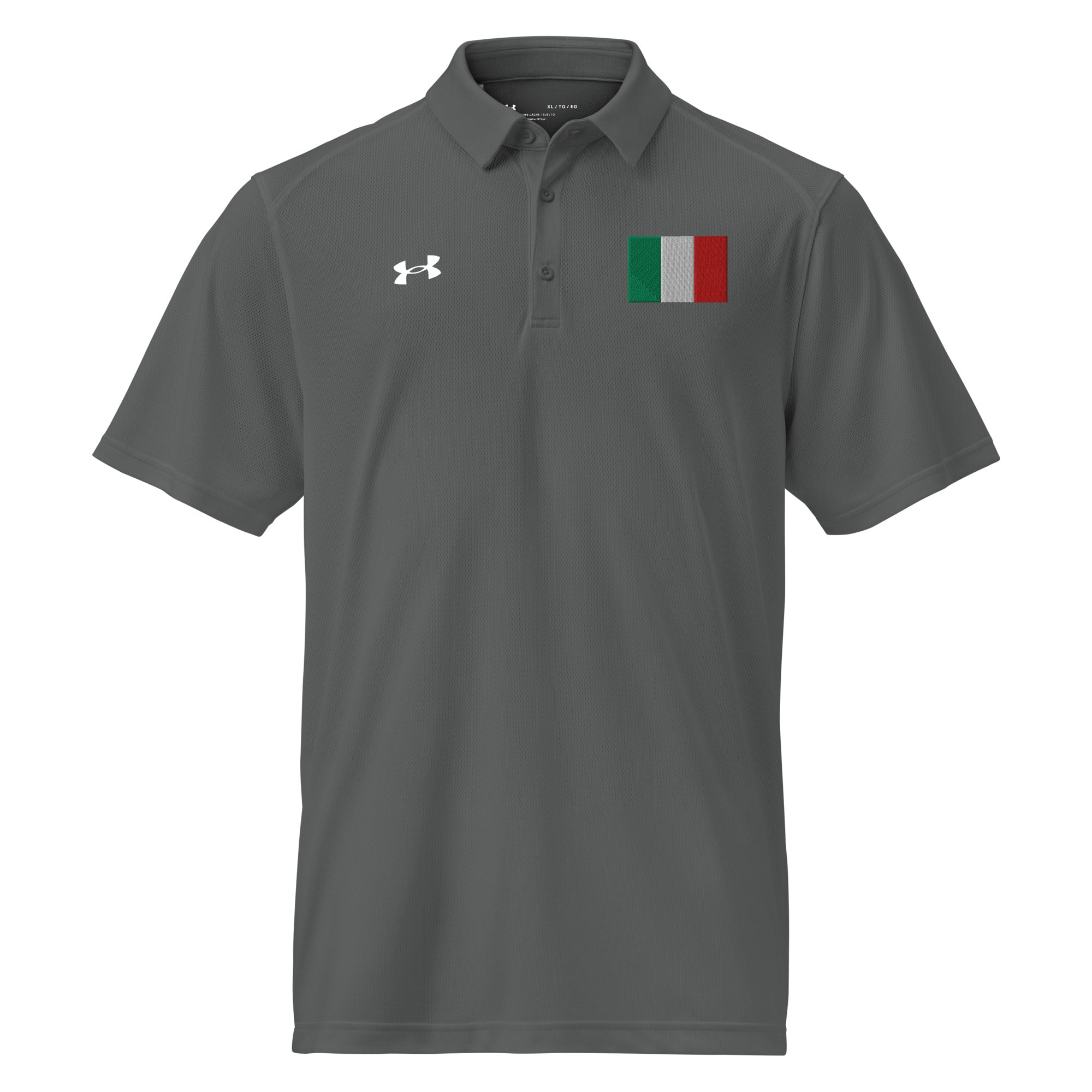 Italy Flag Men's Performance Polo — Under Armour 100% Polyester, Embroidered