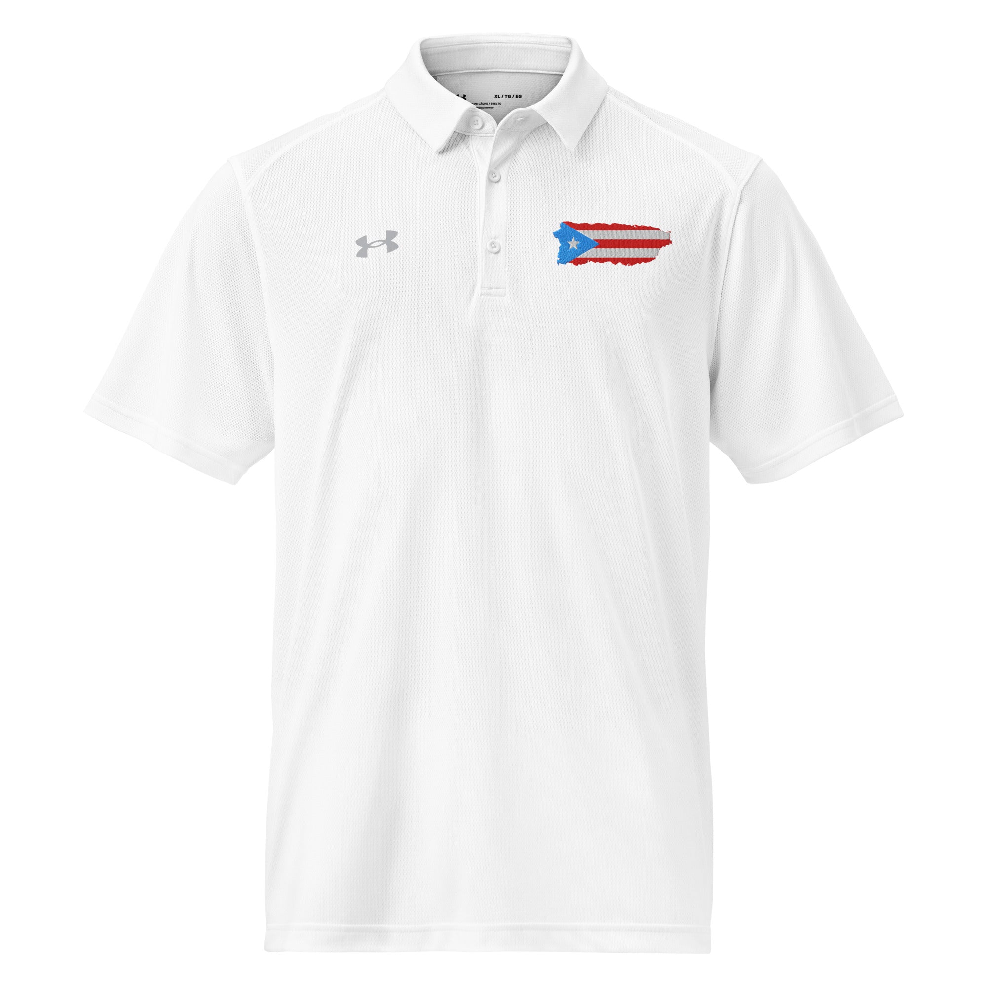Puerto Rico Flag Men's Performance Polo — Under Armour 100% Polyester, Embroidered